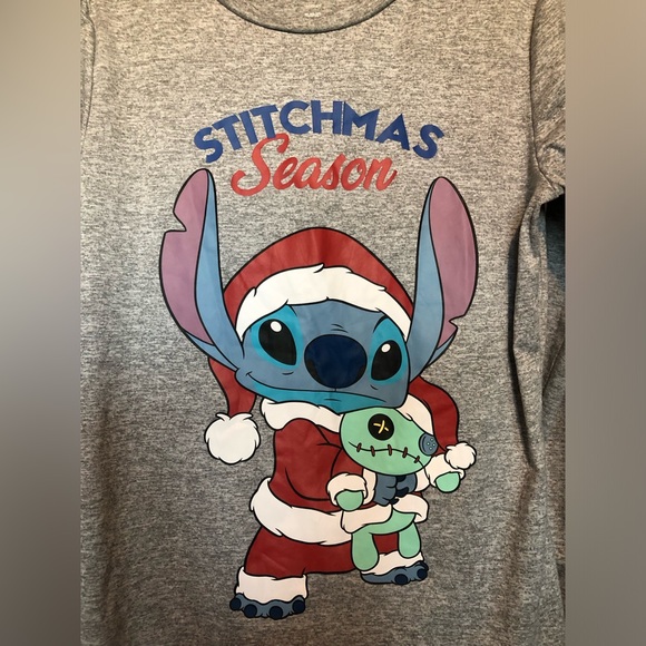 Merry Stitchmas LILO & Stitch Christmas long sleeve shirt women’s S small 🩵 - Picture 3 of 8